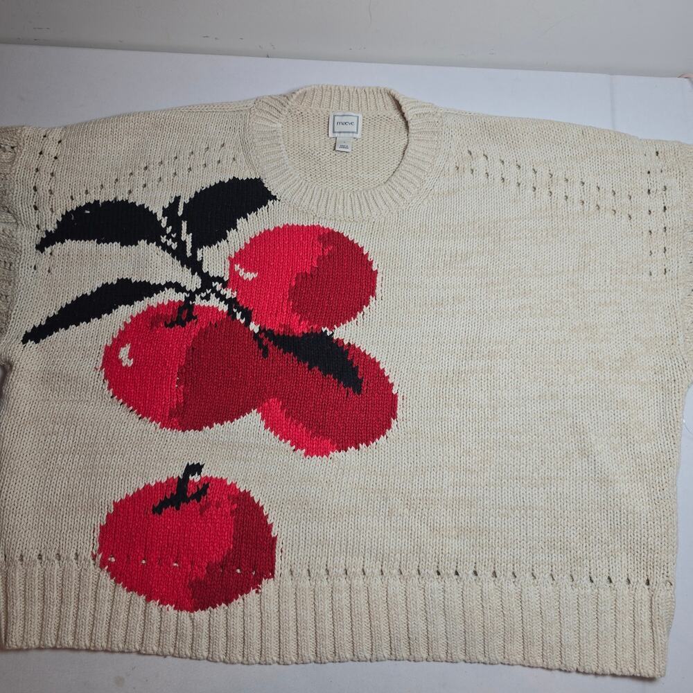 NWT Maeve Short-Sleeve Crew-Neck Veggie Motif Graphic Sweater. Size L. Ret. $128 - Picture 10 of 10